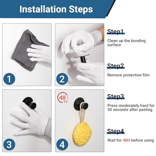 SAYAYO Self-Adhesive Hooks - Waterproof Stainless Steel, 4 Pack
