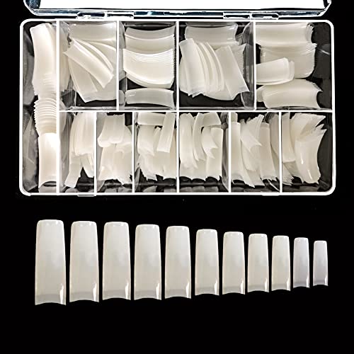 Vivace Natural Half Moon Acrylic Nail Tips – 11 Sizes with Case