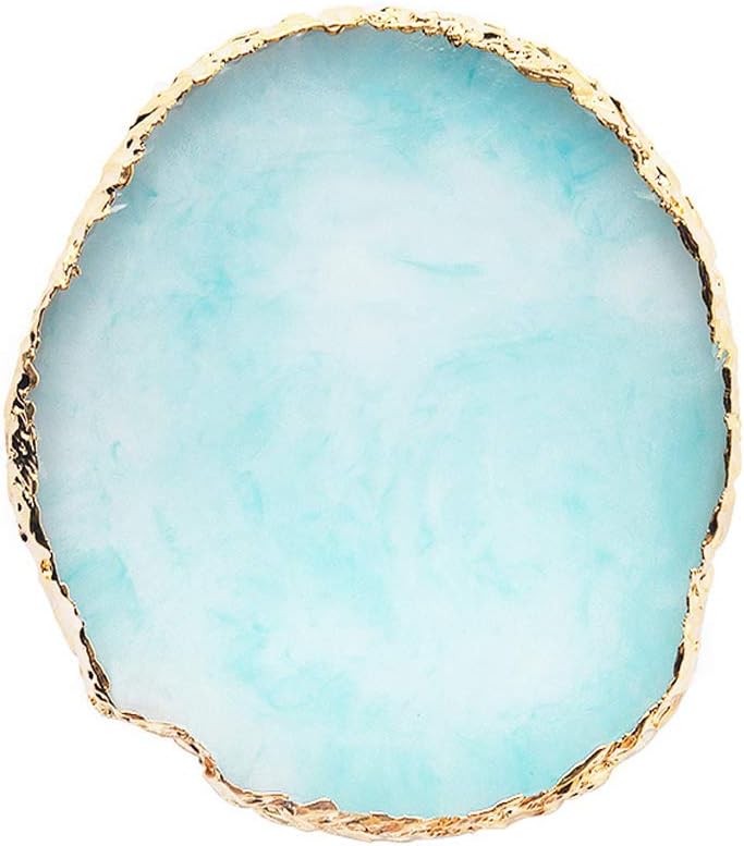 Resin Nail Art Palette - Mixed Color Painting Board with Gold Edge | White Display for Nail Gel