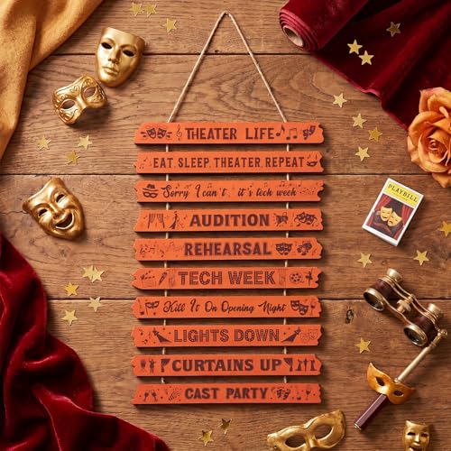 Wooden Theater Wall Decor - 10 Panel Musical Drama Hanging Sign