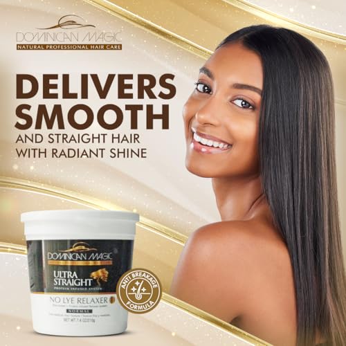 Dominican Magic Ultra Straight No Lye Relaxer - Professional Hair Relaxer System Hair Kit Ideal Hair Relaxer for Curly Hair Salon-Quality Smoothing Treatment, 7.4oz
