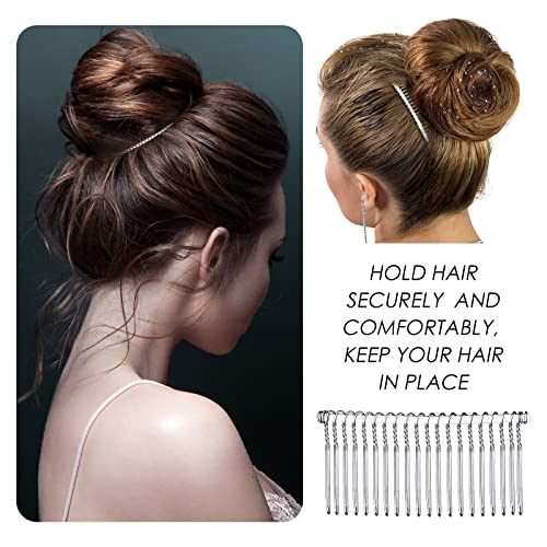 Hicarer White 5 Pcs 20-Teeth Metal Veil Hair Comb Clip