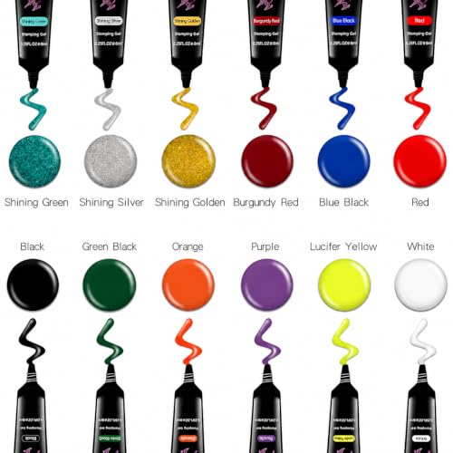 SEISSO Nail Stamping Polish Set - 12 Color Gel Kit (0.27 Fl Oz)