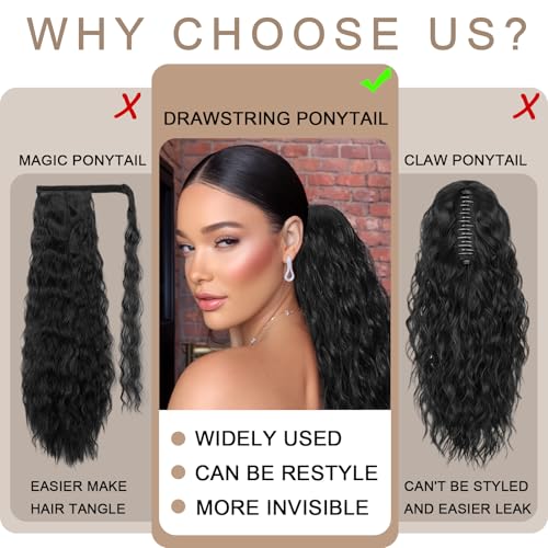 16in Curly Drawstring Ponytail Extension for Black Women - T1B/27