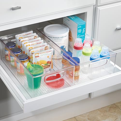 iDesign Stackable Clear Storage Bin - Kitchen Organizer with Handles