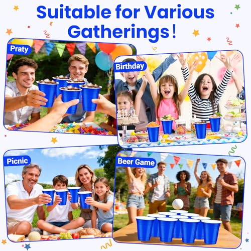 50 Dark Blue 12 oz Disposable Plastic Cups for Parties