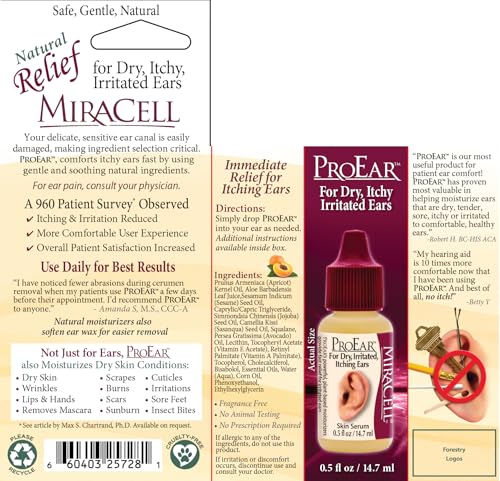 Miracell ProEar Ear Drops for Itchy Ears - 0.5oz Moisturizing Formula