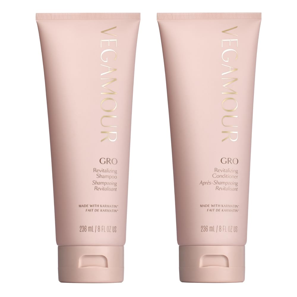 VEGAMOUR GRO Revitalizing Shampoo & Conditioner Duo | Thicker, Fuller Hair, Sulfate-Free, Vegan Keratin, Natural Citrus Scent