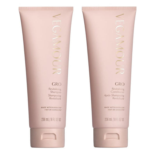 VEGAMOUR GRO Revitalizing Shampoo & Conditioner Duo | Thicker, Fuller Hair, Sulfate-Free, Vegan Keratin, Natural Citrus Scent