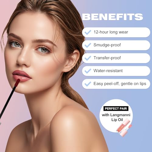 LANGMANNI Waterproof Peel-Off Lip Liner Set - Long-Lasting Matte