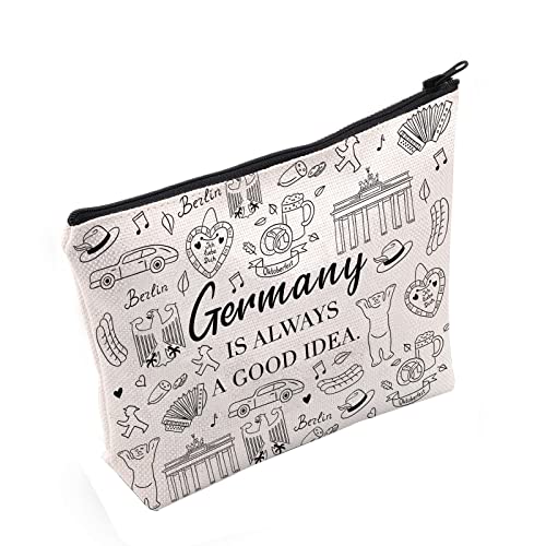 Germany Themed Canvas Makeup Bag - Durable Travel Cosmetic Organizer
