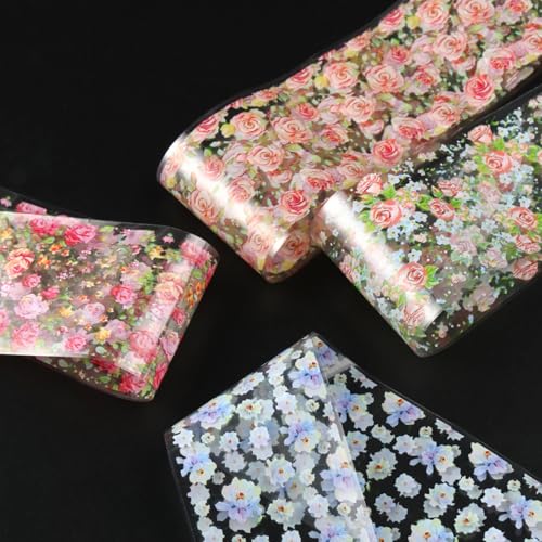 KSTBJN Style 3 Floral Nail Foil Transfer Sheets 10 Sheets Spring Summer Manicure
