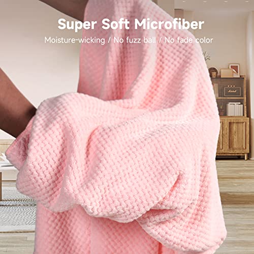 Umisleep Extra Large Pink Microfiber Hair Towel - Ultra Absorbent & Soft for Long Thick Hair