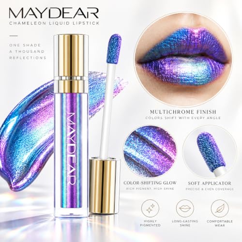 Maydear Chameleon Lipstick #4 - High Pigment Metallic Rainbow Lip Gloss