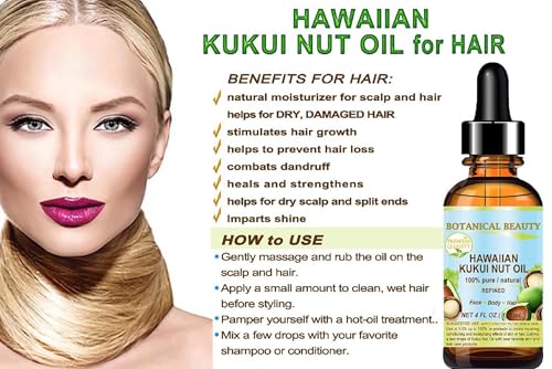 Botanical Beauty 100% Pure Cold-Pressed Hawaiian Kukui Nut Oil, 1 Fl Oz