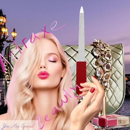 Ruby Red Sapphire Nail File - Double-Sided Stainless Steel Tool for Manicure & Pedicure