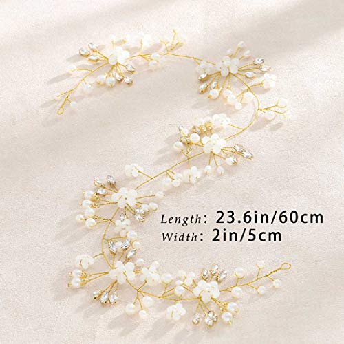 Gold Wedding Hair Vine with Crystals and Pearls - Bridal Hair Accessories