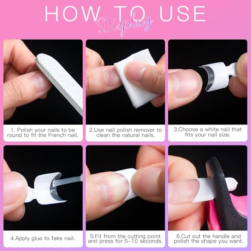 AORAEM 120 PCS Short French Acrylic Nail Tips - 12 Sizes