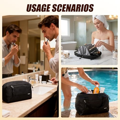 Small Orange Zikurat Waterproof Toiletry Bag with Magnetic Pouch & Wet Dry Separation
