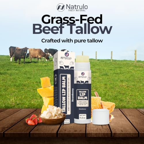 Beef Tallow Lip Balm with Strawberry – Hydrating Natural Moisturizer