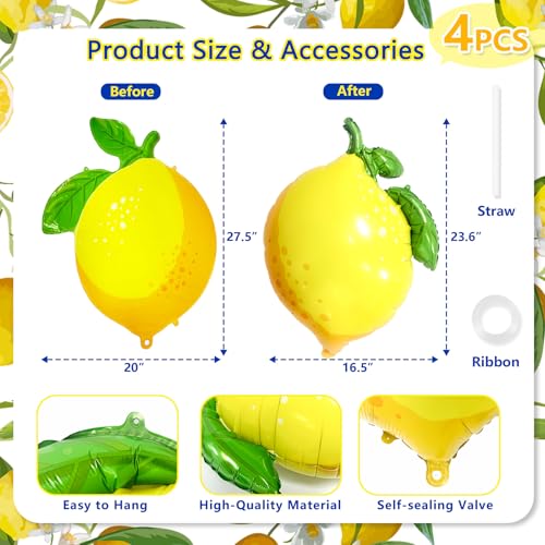 Lemon Foil Balloons for Bridal Showers & Summer Parties