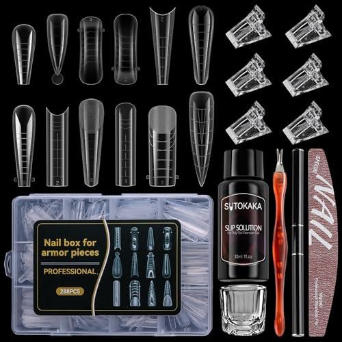 SUTOKAKA 288Pcs Polygel Nail Form Kit - 12 Sizes & Accessories