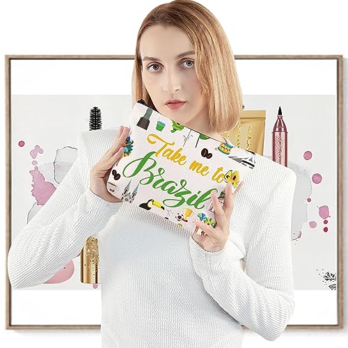Take Me To Brazil Cosmetic Bag - Travel Zipper Pouch for Souvenirs