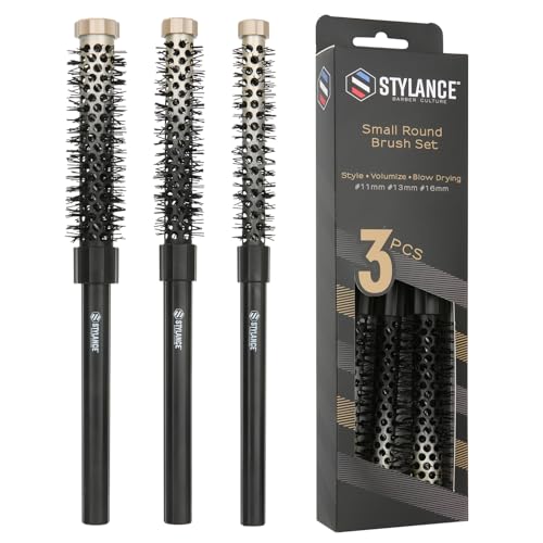 3-Piece Small Barrel Round Brush Set for Short Hair, Bangs, and Root Volume