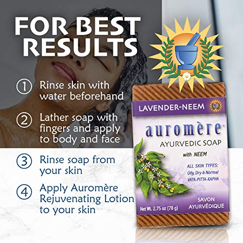 Auromere Lavender Neem Bar Soap - Eco-Friendly 2.75 oz (Pack of 3)
