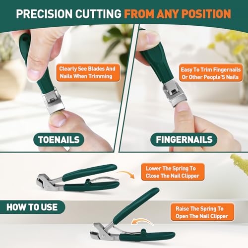 Xeaejex 3PCS Nail Clippers Set for Seniors | Wide Jaw Toenail & Fingernail Cutters