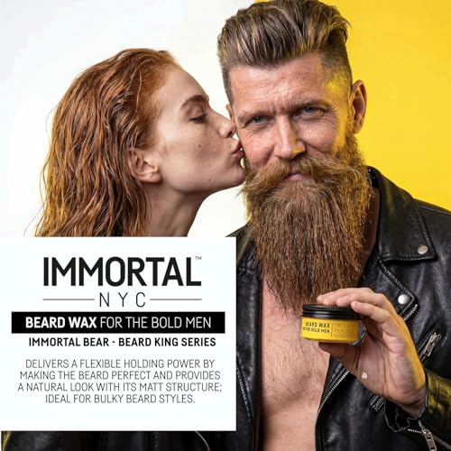 Immortal NYC Beard King Beard Wax - Strong Hold Styling for Men, 50ml