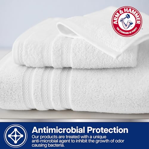Arm & Hammer Antimicrobial Cotton Towel Washcloth Set - 6 Piece, Light Grey