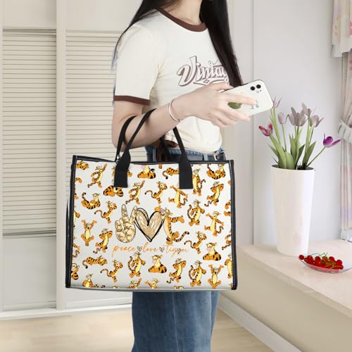 Tiger Print Makeup Bag - Waterproof Canvas Cosmetic Zipper Pouch
