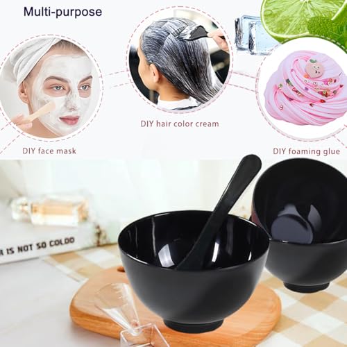 Black Face Mask & Hair Dye Mixing Bowls Set - 10 Pack with Spatulas - Travel & Home Use