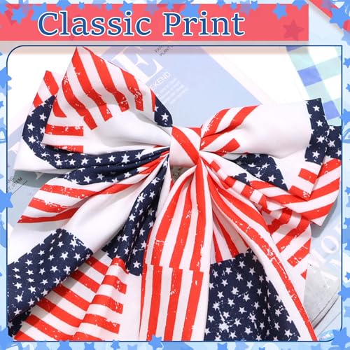 4th of July American Flag Hair Bow Clip - Patriotic Red White Blue