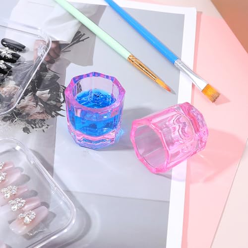 2 Pack Pink Glass Dappen Dishes for Nail Art and Monomer