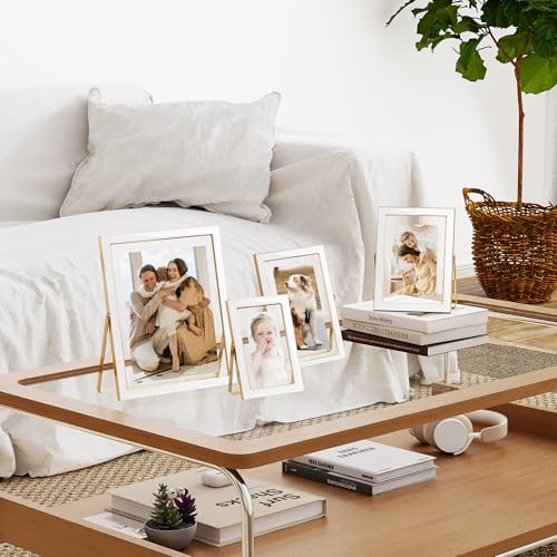 8x10 Gold Floating Picture Frame with Enamel Finish - Vertical Display