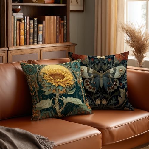 William Morris Floral Pillow Cover, Vintage 18x18 Inch Design