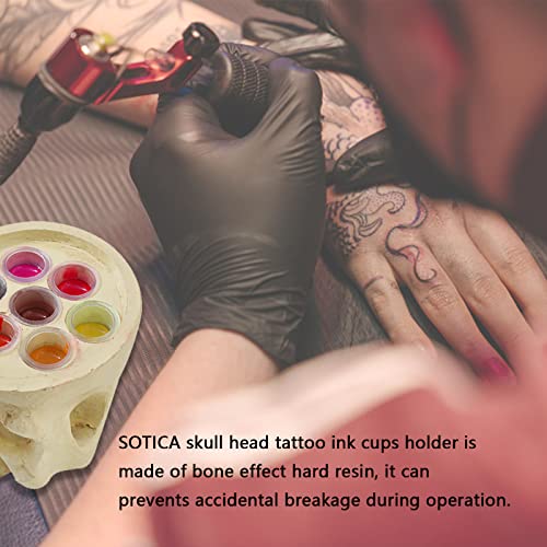 Sotica Skull Tattoo Ink Cup Holder - 7-Hole Resin Pigment Stand