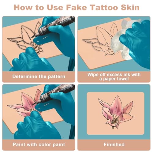 Autdor 15pcs Tattoo Practice Skin, Mixed Thickness 1mm-3mm Silicone Sheets