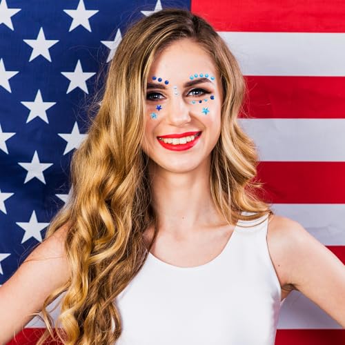 6 Blue Rhinestone Face Gems Stickers for Festival Makeup
