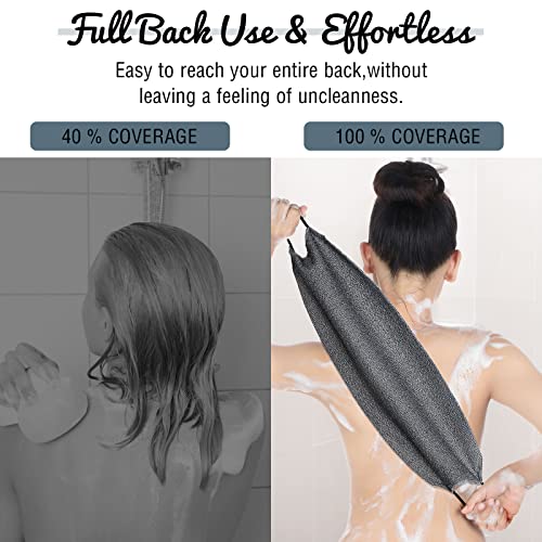 Exfoliating Back Scrubber Washcloth Set - 2 Pack (Gray, White)