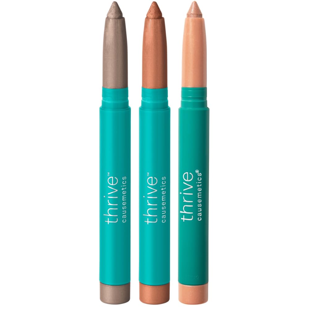 Brilliant Eye Brightener Shimmer Eyeshadow Stick Bundle - Waterproof Cream to Powder Formula | 3 Shades & Makeup Bag