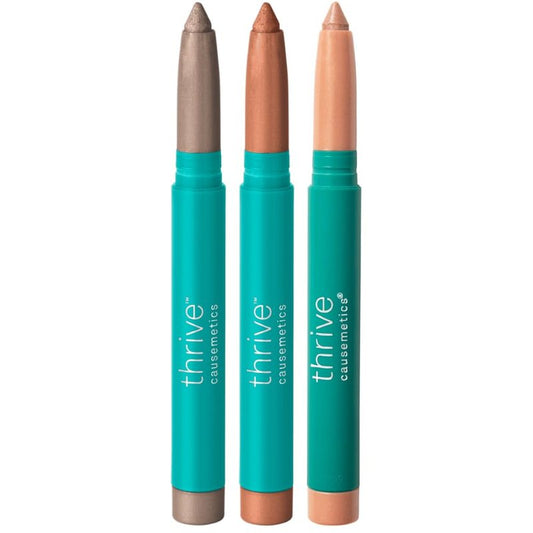 Brilliant Eye Brightener Shimmer Eyeshadow Stick Bundle - Waterproof Cream to Powder Formula | 3 Shades & Makeup Bag