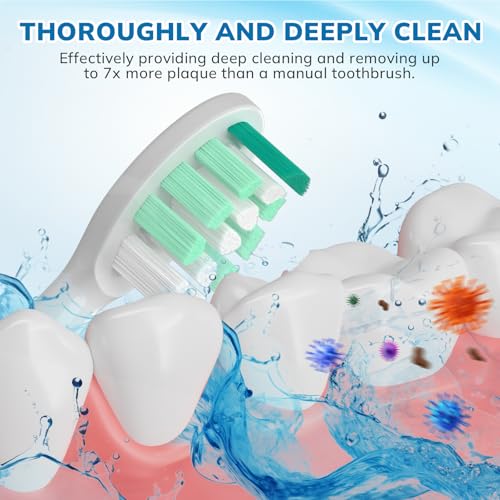 CloudDent 16 Pack Replacement Toothbrush Heads for Philips Sonicare (Black/White)