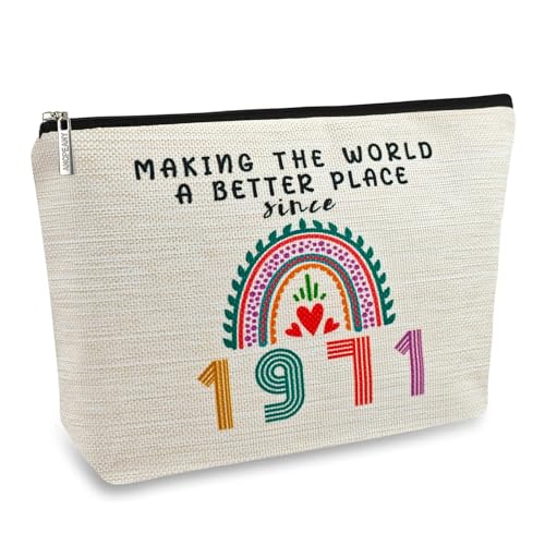 1971 55th Birthday Gift Makeup Bag for Her - Anniversary Cosmetic Travel Pouch