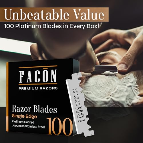 Facón Platinum Single Edge Razor Blades - 100 Pack for Professional Shaving