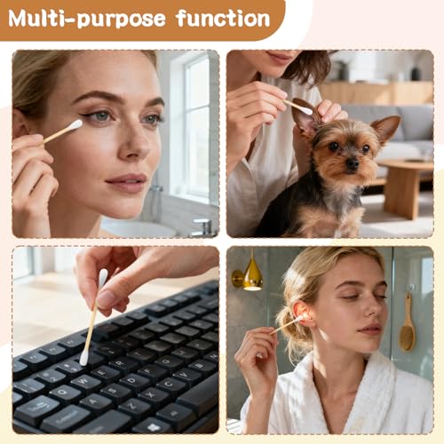 1000 PCS Travel Size Round Tip Cotton Swabs - Individually Wrapped
