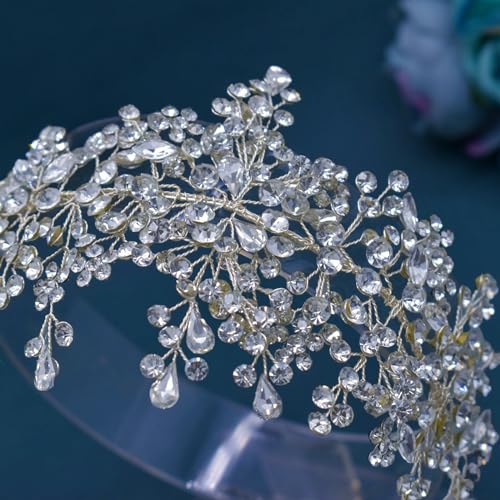Handcrafted Rhinestone Bridal Headband - Silver Wedding Hair Piece