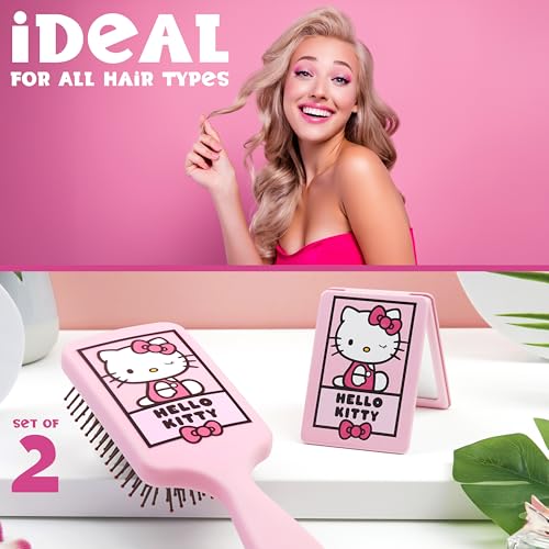 Hello Kitty Detangling Hair Brush & Compact Mirror Set